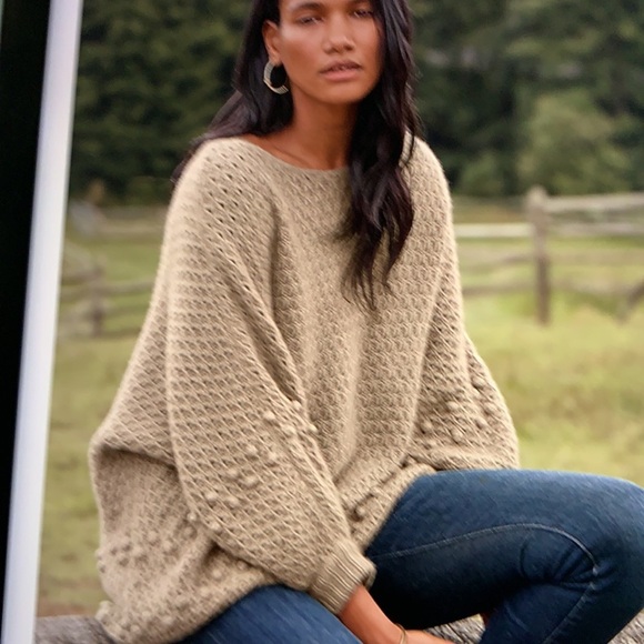 Garnet Hill Recycled Cashmere Bobble Stitch Sweater M - Picture 1 of 13